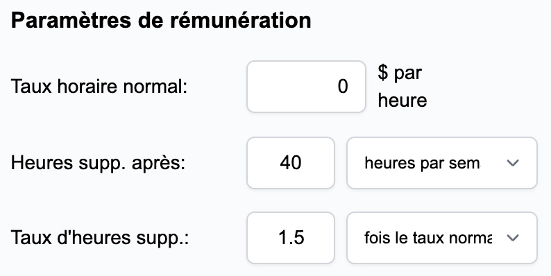 Pay Rate Options